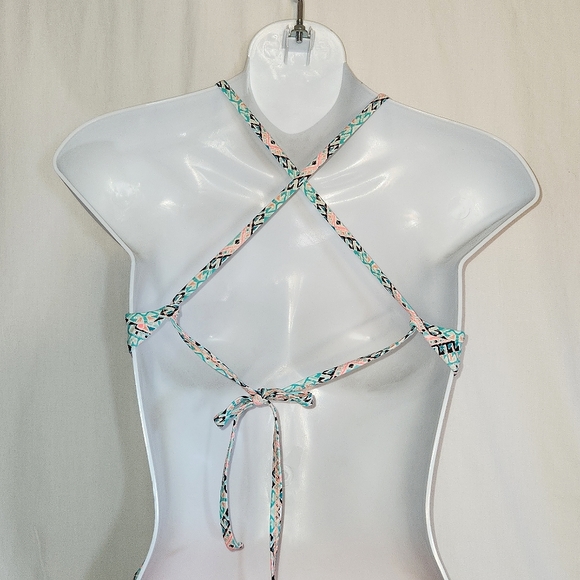 Xhilaration Monokoni Swimsuit Turquoise and Peach Medallion Pattern Sz Small - Picture 10 of 14